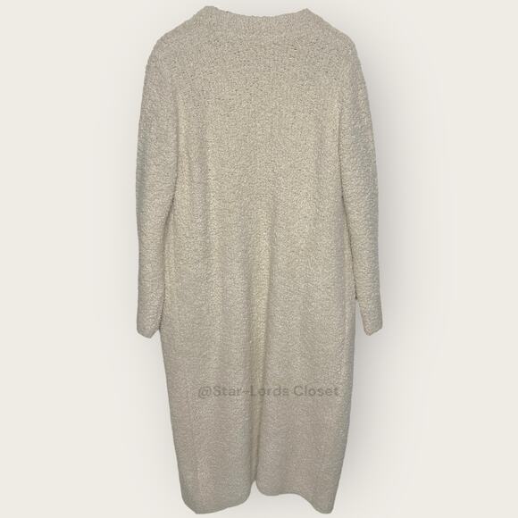 Jenni Kayne Boucle Sweater Coat | Medium | Ivory Long Cardigan Wool Fuzzy Cozy - Picture 8 of 13